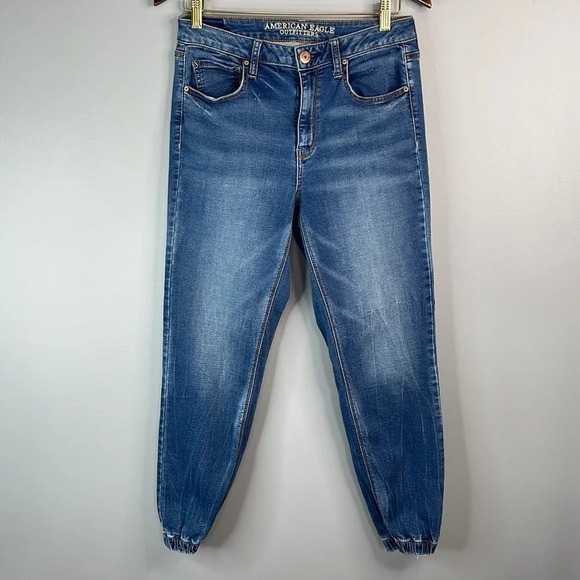 AMERICAN EAGLE Blue Medium Wash Joggers Jeans 5 Pocket Size 4 Regular - Picture 10 of 10